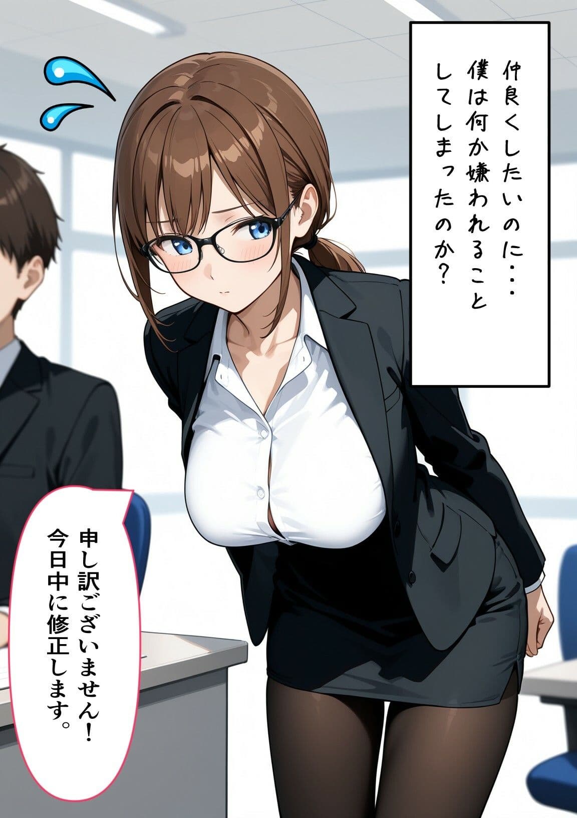 巨乳の後輩ちゃんと2人きりオフィスでOL服着たままセックス 〜仕事中笑わないのにエッチ中デレデレに〜 サンプル2