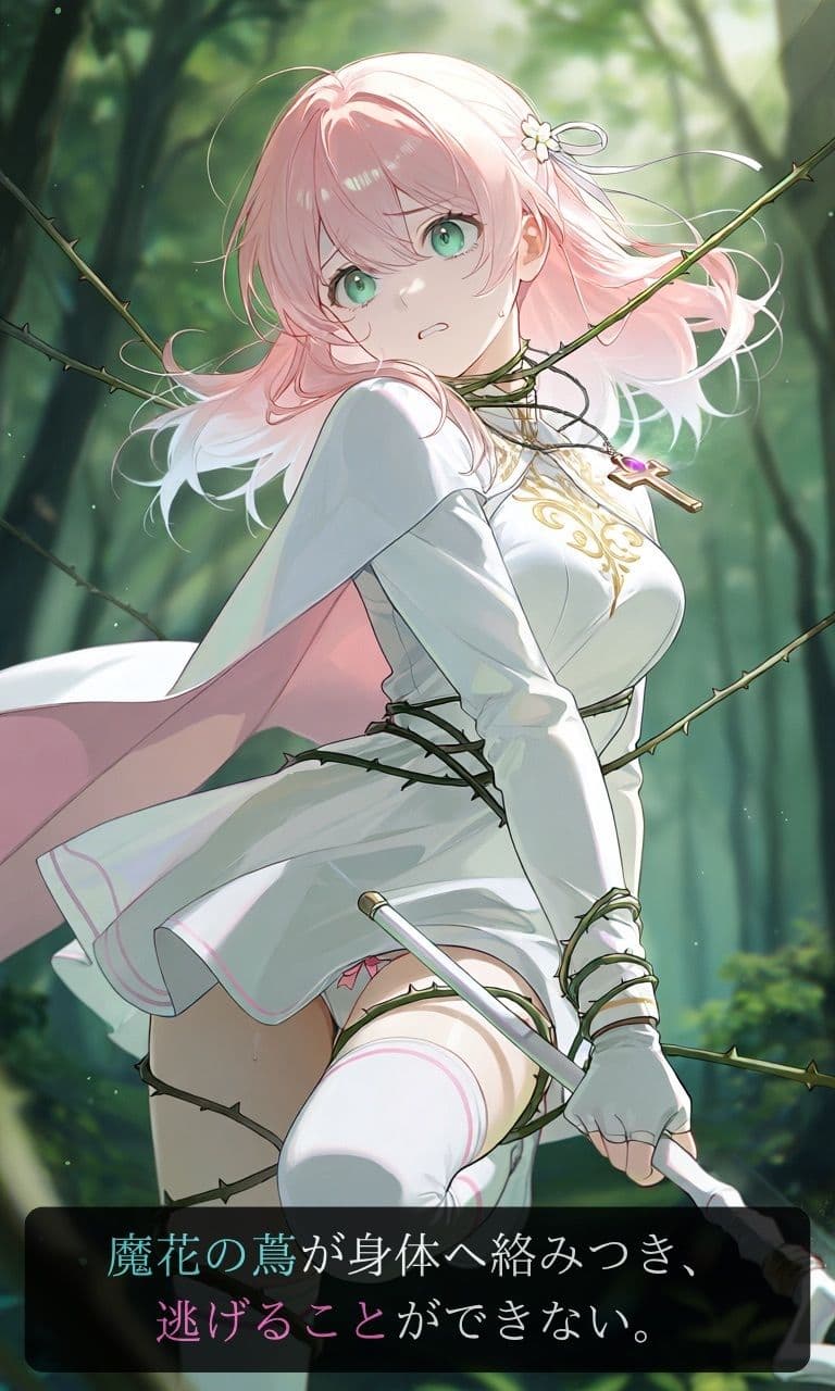 【ストーリー×イラスト｜ストーリー版】ミスティック・ブルーム-心優しい治癒術師、魔花に呼吸を奪われる秘境の花園-【ニーソックス/首絞め/ファンタジー/美少女】 サンプル4