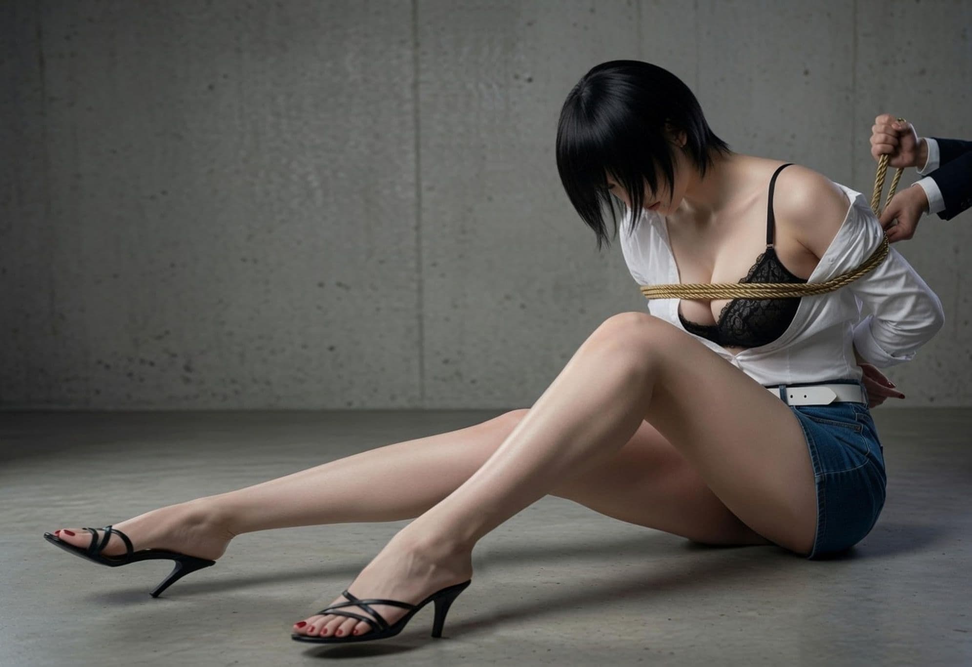 縛られた長身美脚美女1（動画ver） サンプル4
