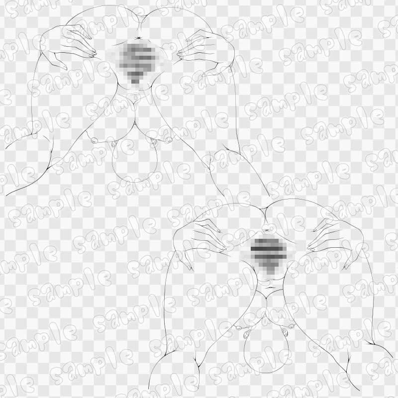 線画素材集［手］136 サンプル2
