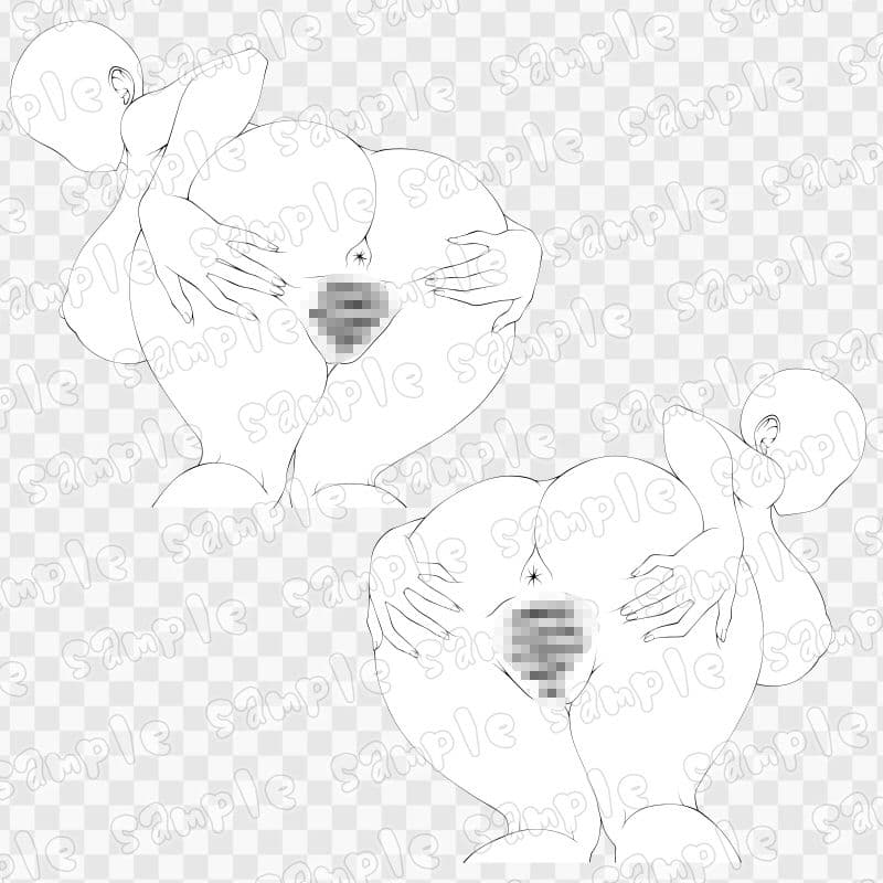 線画素材集［手］137 サンプル1