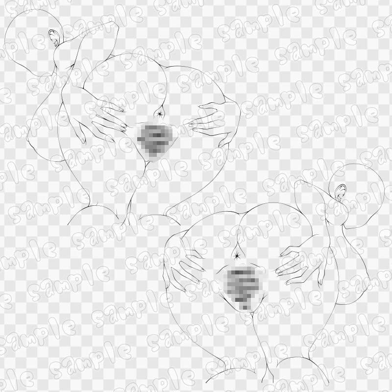 線画素材集［手］137 サンプル2