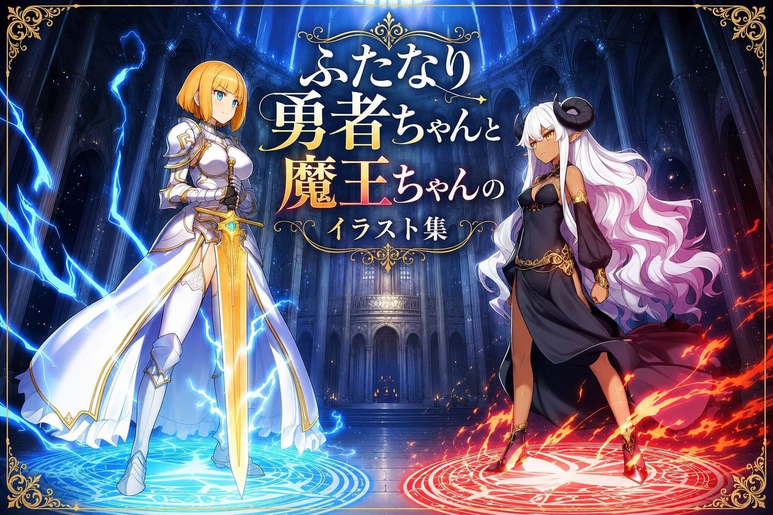 ふたなり勇者ちゃんと魔王ちゃんのイラスト集 サンプル1