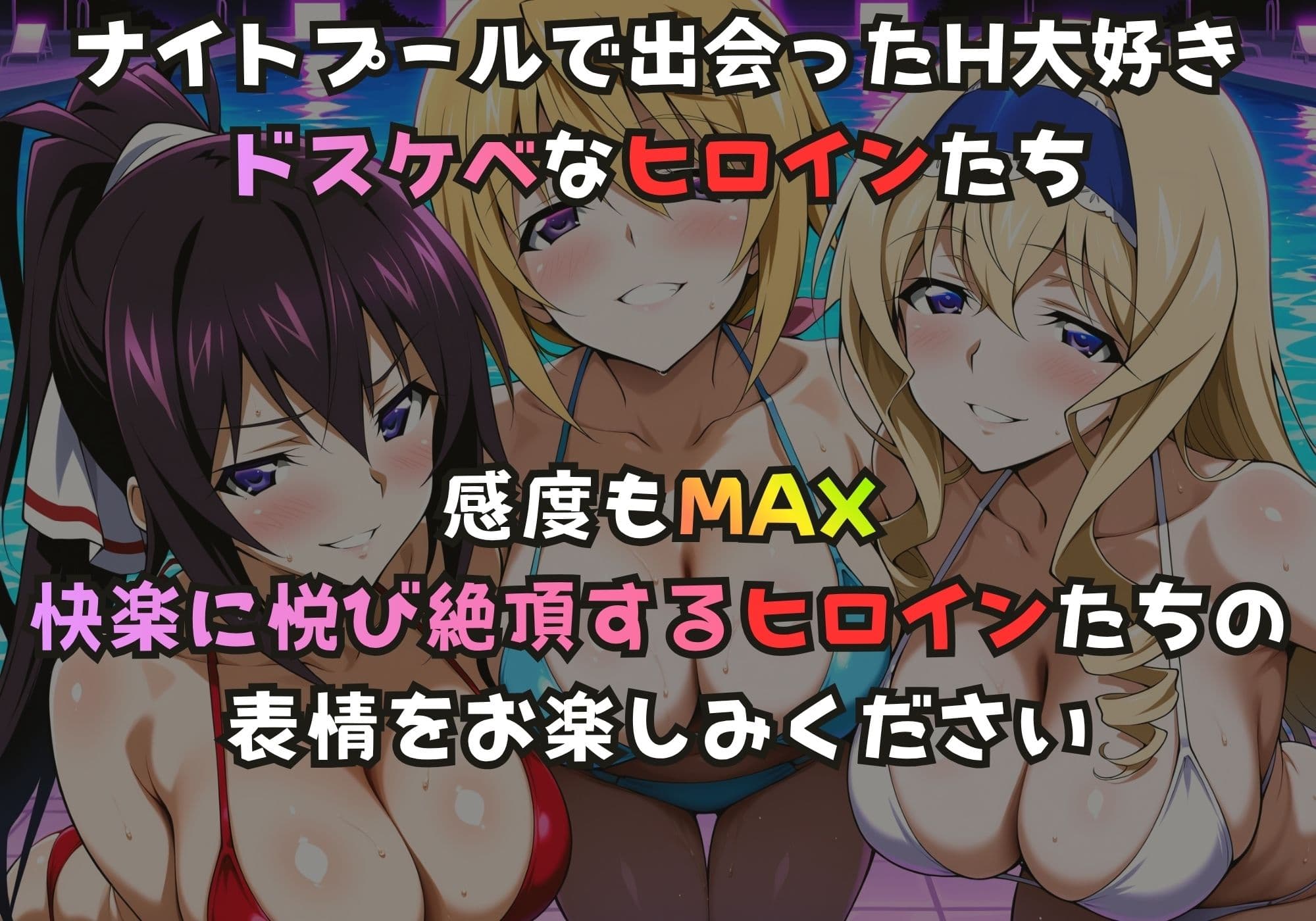 ナイトプールでガンギマるドスケベヒロイン 篠ノ〇箒＆シャル〇ット＆セシ〇ア サンプル1