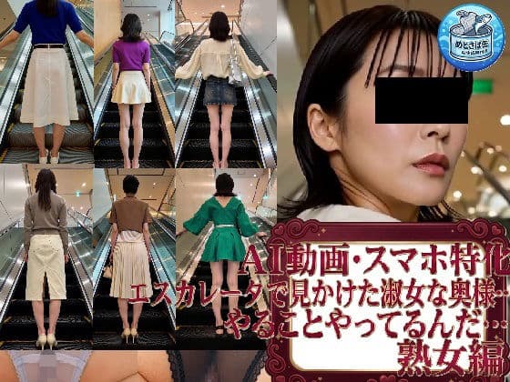 ［AI動画・スマホ特化］ エスカレータで見かけた淑女な奥様…やることやってるんだ…熟女編