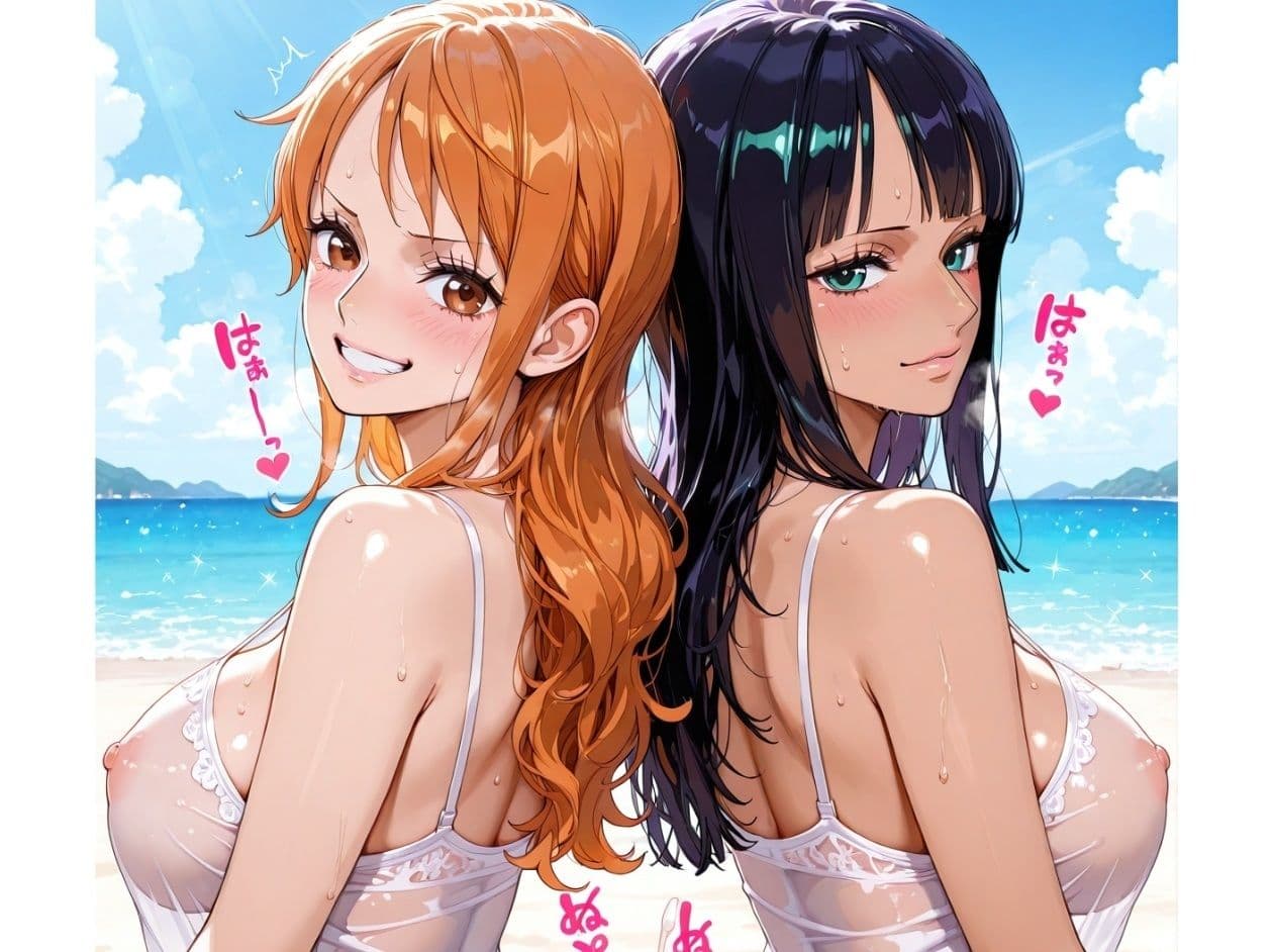 ナ◯＆ロ◯ン  ビーチでイチャラブSEX サンプル1