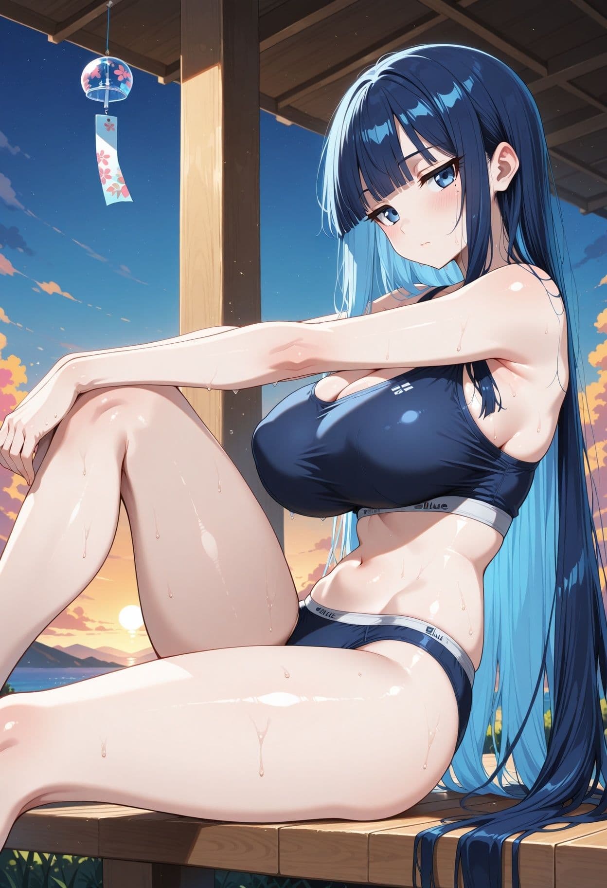 【AI CG集】真夏の汗だく部活合宿 〜汗だくスポーツ美少女5人のひと夏の秘密〜 サンプル2