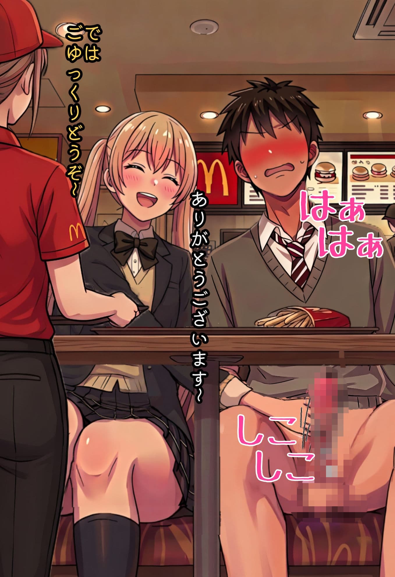 マクドナルドで同級生にカウントダウン手コキされた話（女性店員バレVer.も同封） サンプル2