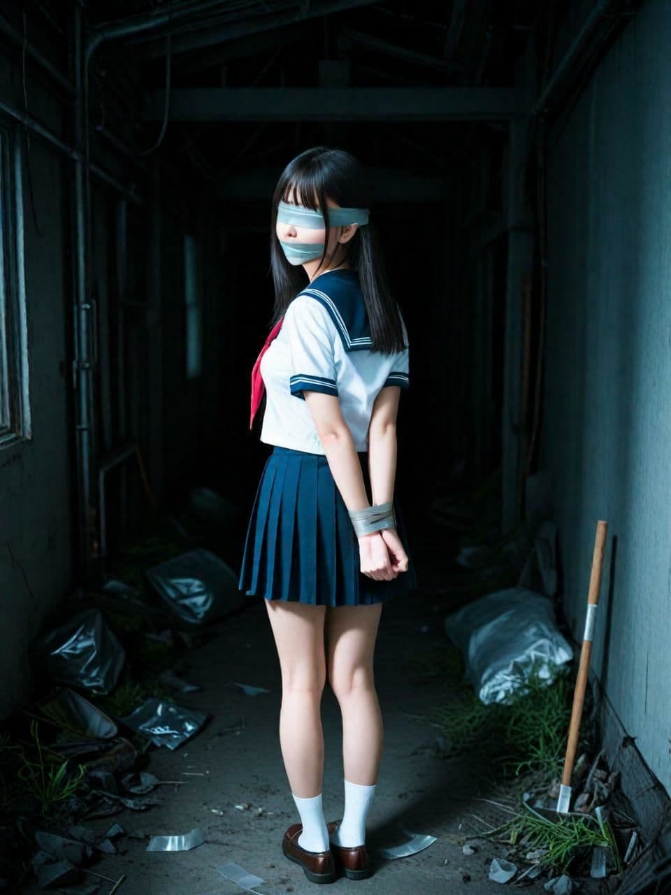夜の廃墟で、セーラー服と。（500枚）【実写系AI超リアルCG集ult】 サンプル1