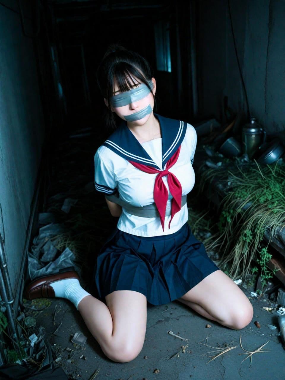 夜の廃墟で、セーラー服と。（500枚）【実写系AI超リアルCG集ult】 サンプル2