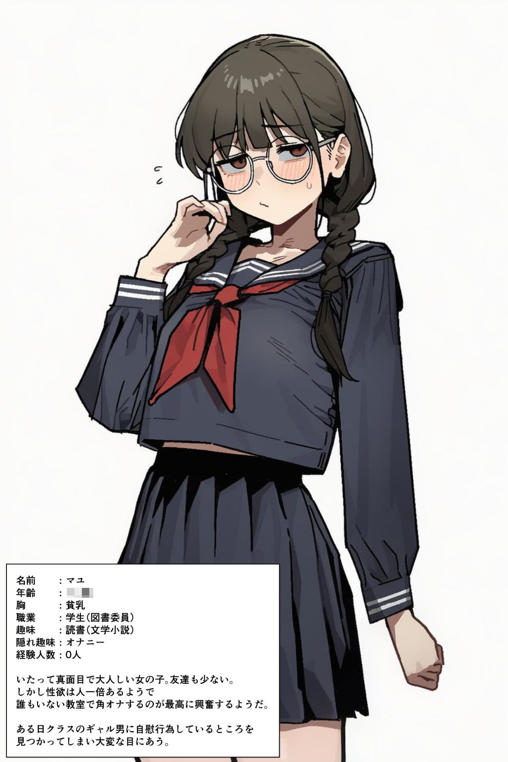 黒髪ひんぬーメガネっ娘×ギャル男=出産 サンプル1