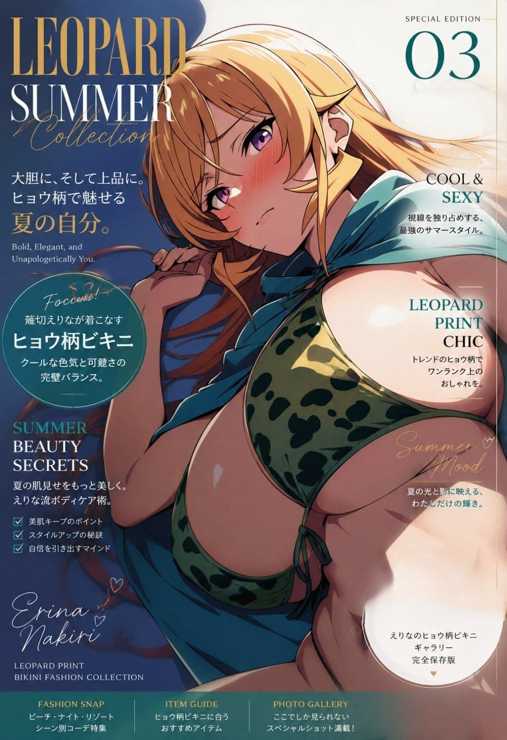 薙切えりなヒョウ柄ビキニファッションコレクション サンプル3