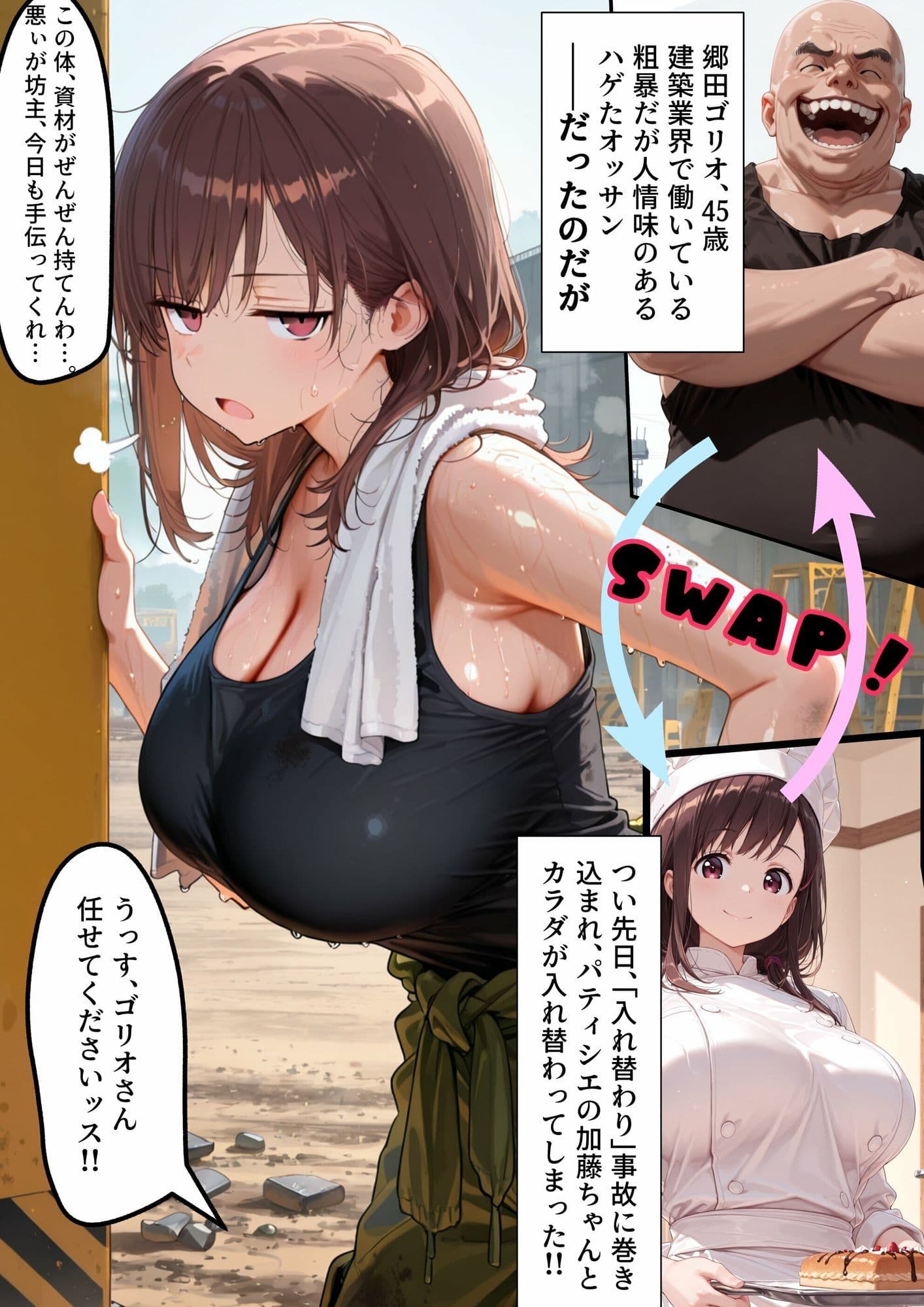 TS2作品セット17（【入れ替わり】ゴブリン令嬢と呼ばれた女・【入れ替わり】パティシエ美女と土建屋おっさん） サンプル6