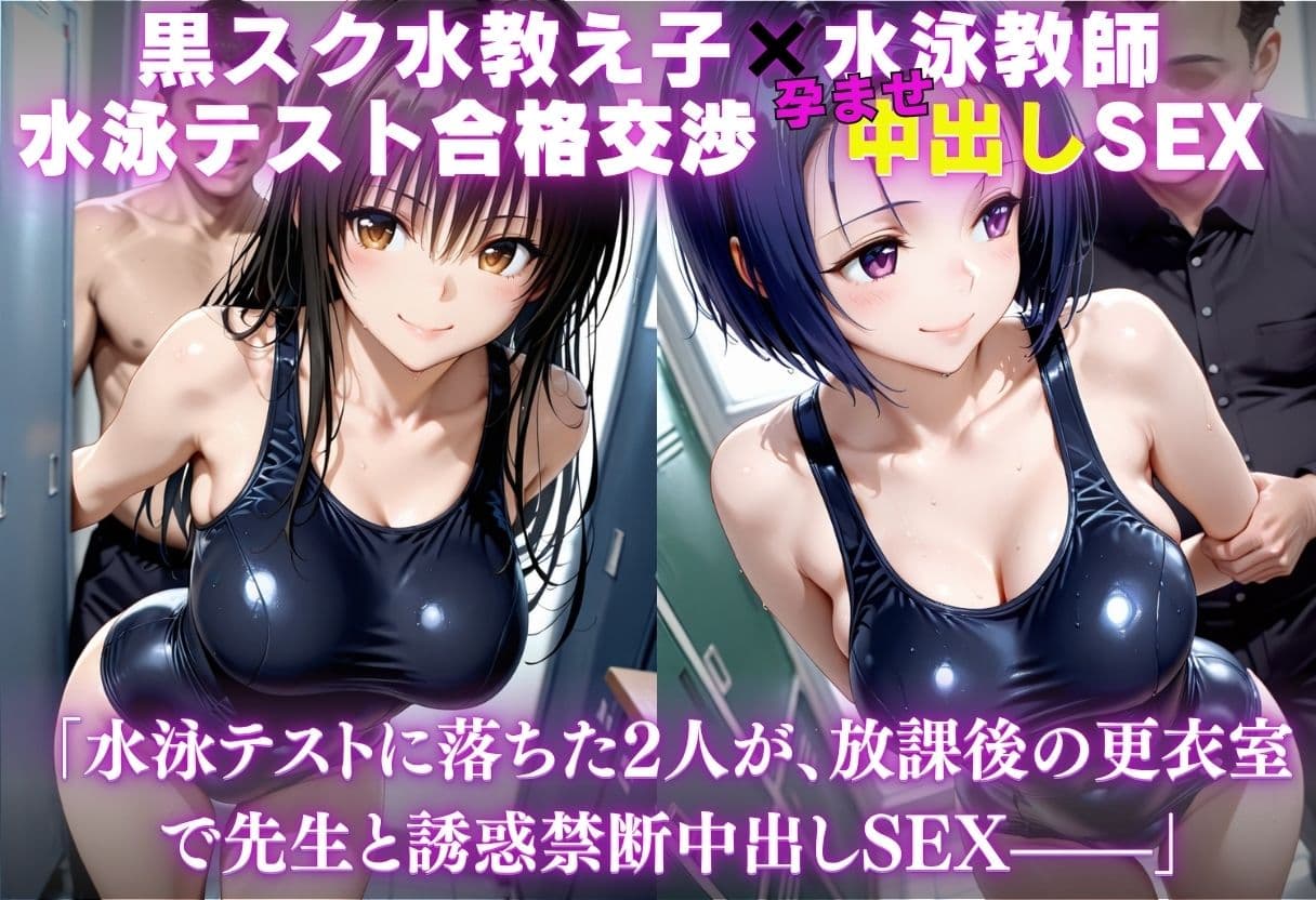 黒スク水教え子×水泳教師  合格交渉中出し孕ませSEX サンプル1