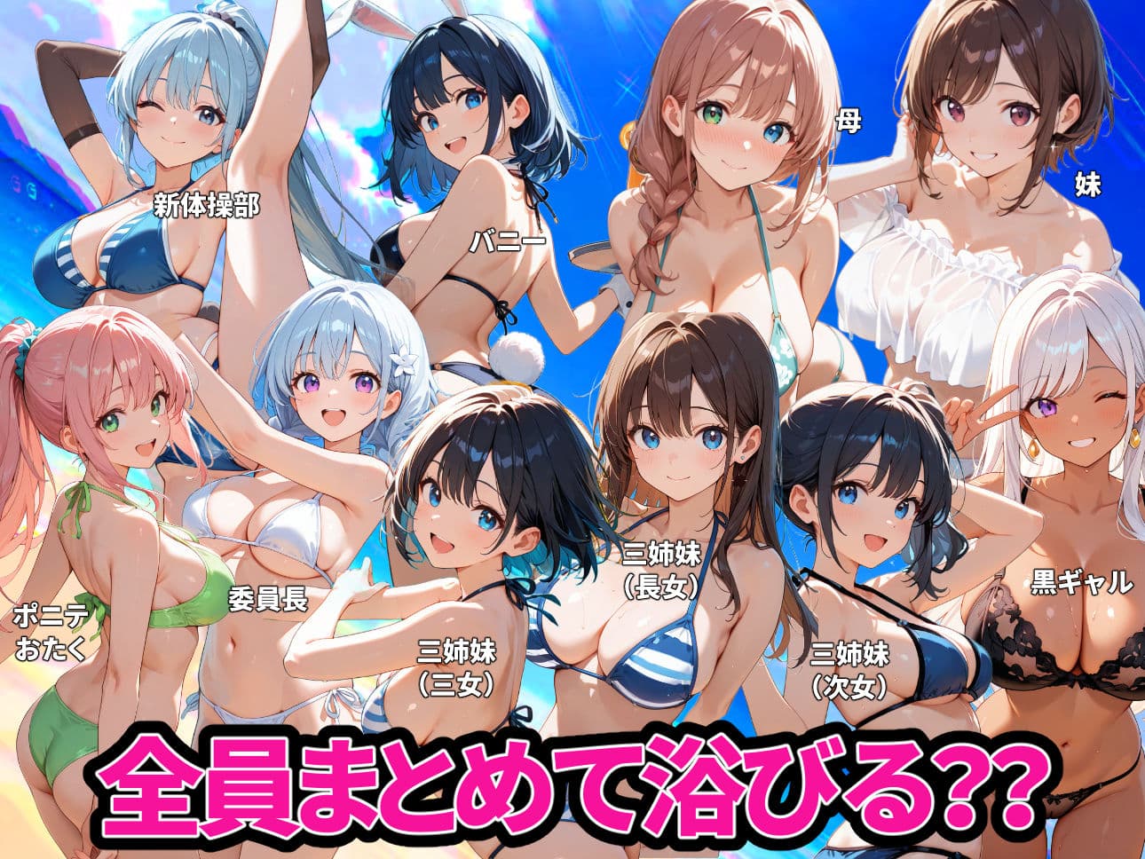 【アニメ】夏ビーチハーレム  水着美女55人SP【美麗動画・フルボイス・フィニッシュ有】 サンプル8