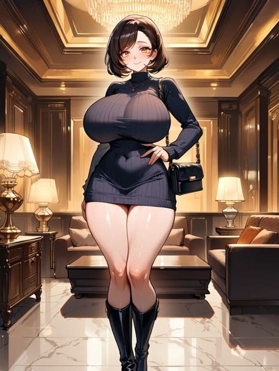 タイトミニワンピースを着た爆乳人妻と高級ホテルで不倫セックス サンプル1