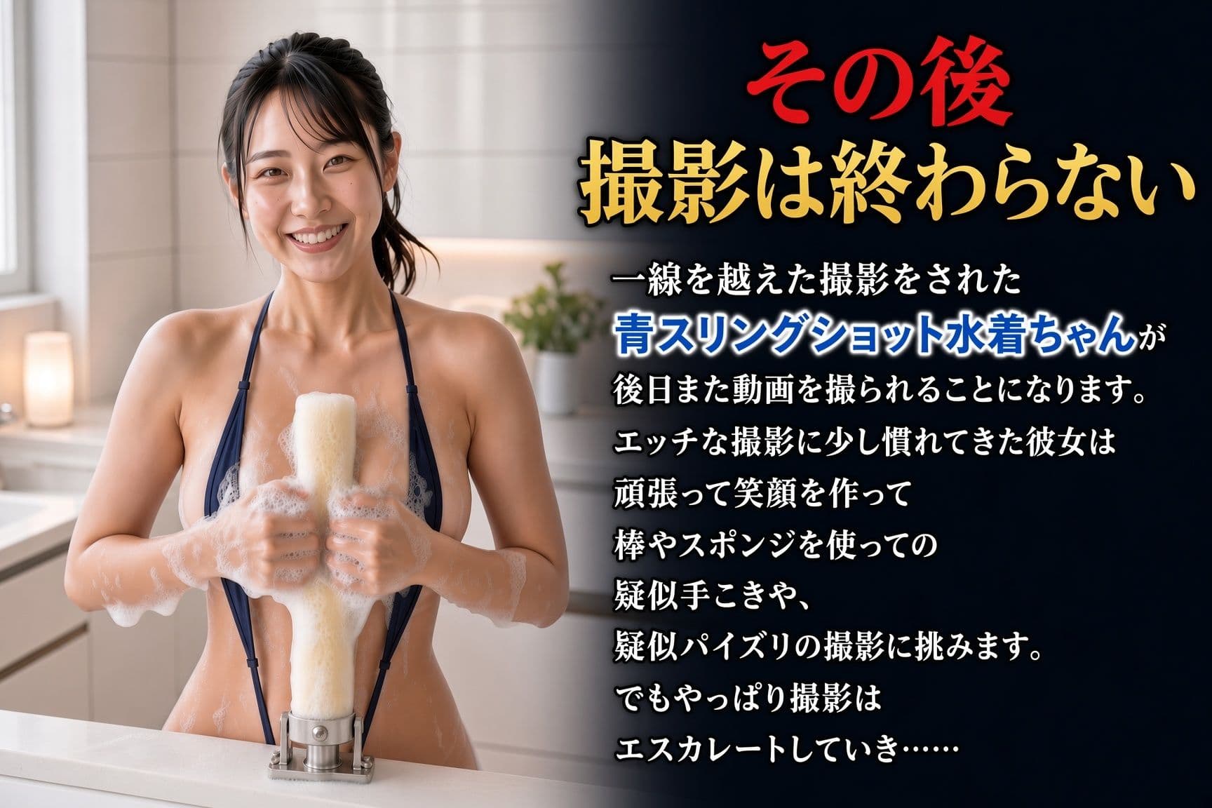 セクシーな水着撮影だったはずなのに…… 新人グラビアアイドルが裏切られ、ポルノ動画を撮られ、淫語まじりの恥ずかしい宣伝文句を言わされるまで 青スリングショット水着ちゃん篇 サンプル5