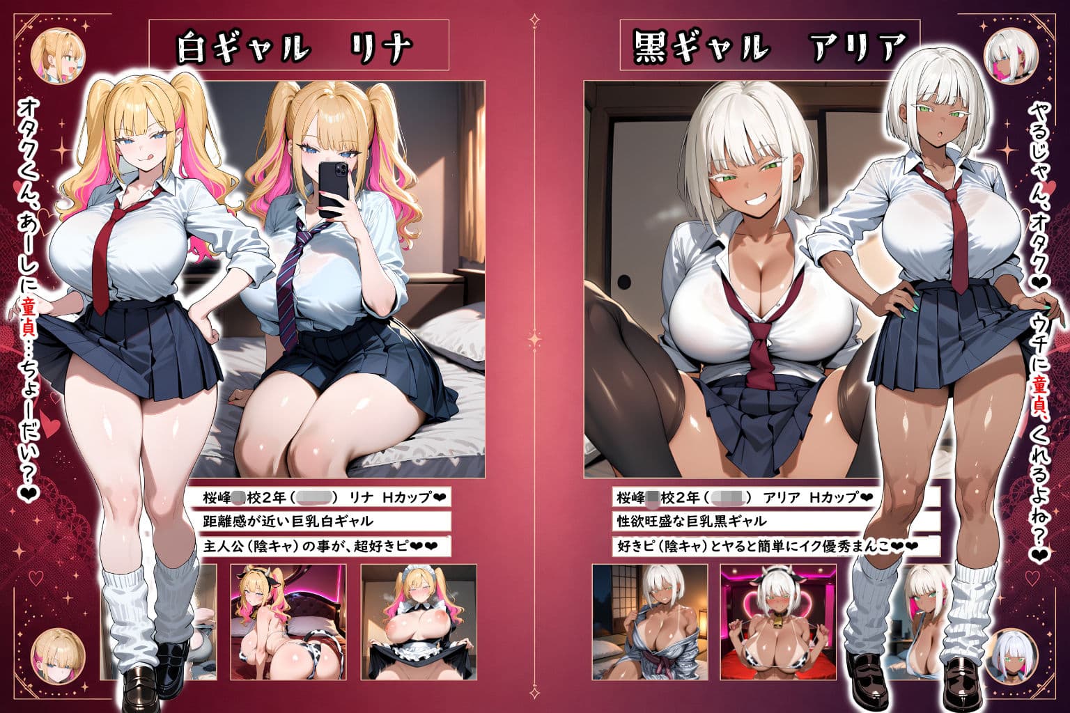 【巨乳ギャルハーレム】一軍巨乳ギャル2人のお世話係〜陰キャの俺、入り浸りHハーレム生活〜【白ギャル×黒ギャル】 サンプル1