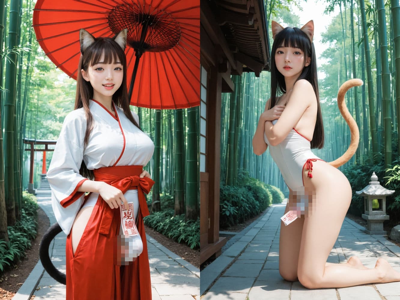 猫耳ふたなり巫女さんの穢されたアナル サンプル2