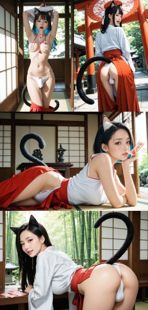猫耳ふたなり巫女さんの穢されたアナル サンプル4