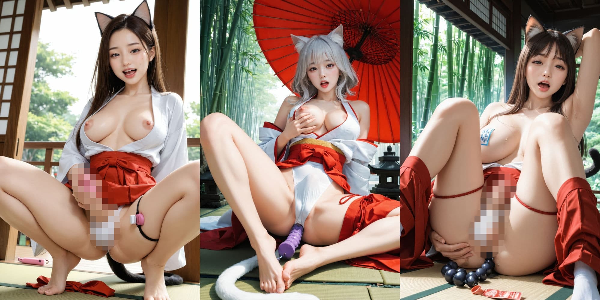 猫耳ふたなり巫女さんの穢されたアナル サンプル5