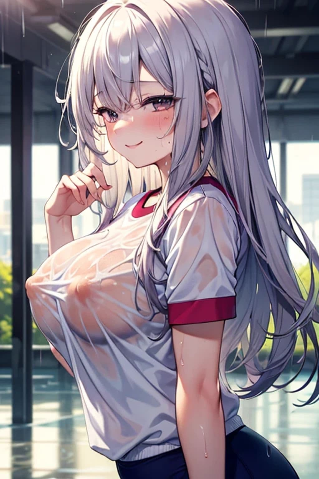 雨の日のノーブラ体育…やっぱりこうなるw サンプル4
