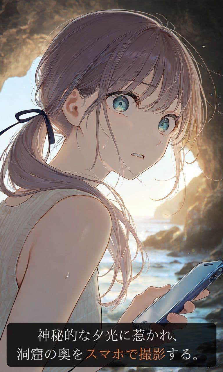 【ストーリー×イラスト｜Short】海を愛する文学少女、黒い人影に呼吸を奪われる海蝕洞【ニーソックス/首絞め/絶対領域/美少女】 サンプル3