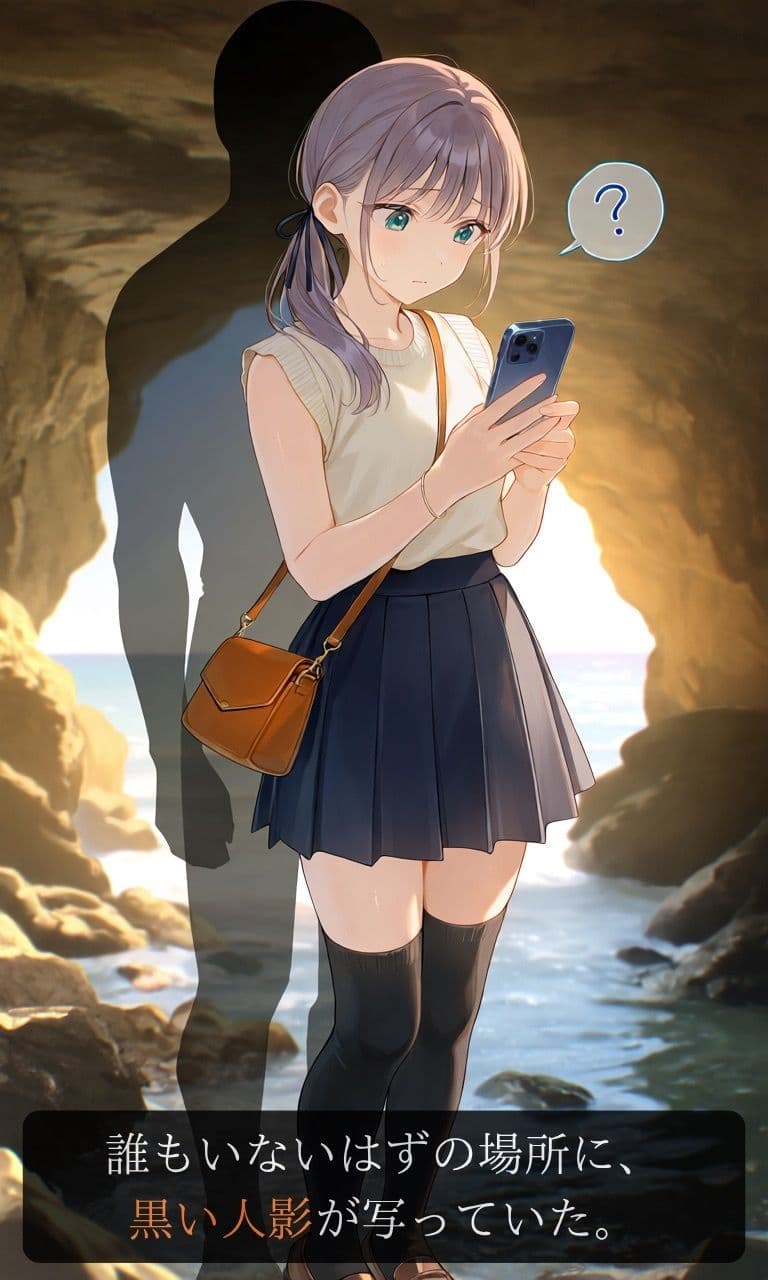 【ストーリー×イラスト｜Short】海を愛する文学少女、黒い人影に呼吸を奪われる海蝕洞【ニーソックス/首絞め/絶対領域/美少女】 サンプル4