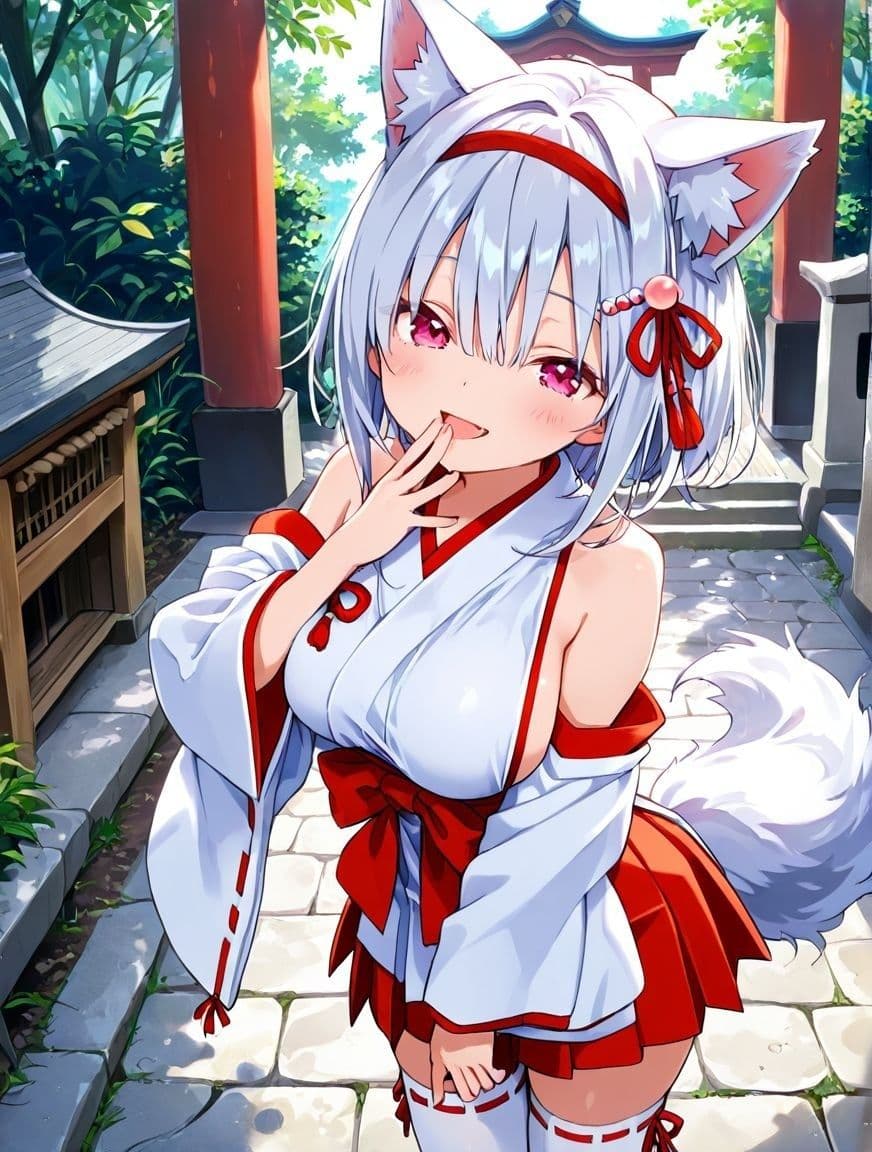 ケモミミ美少女達のえっちな発情期 巫女服編 サンプル1