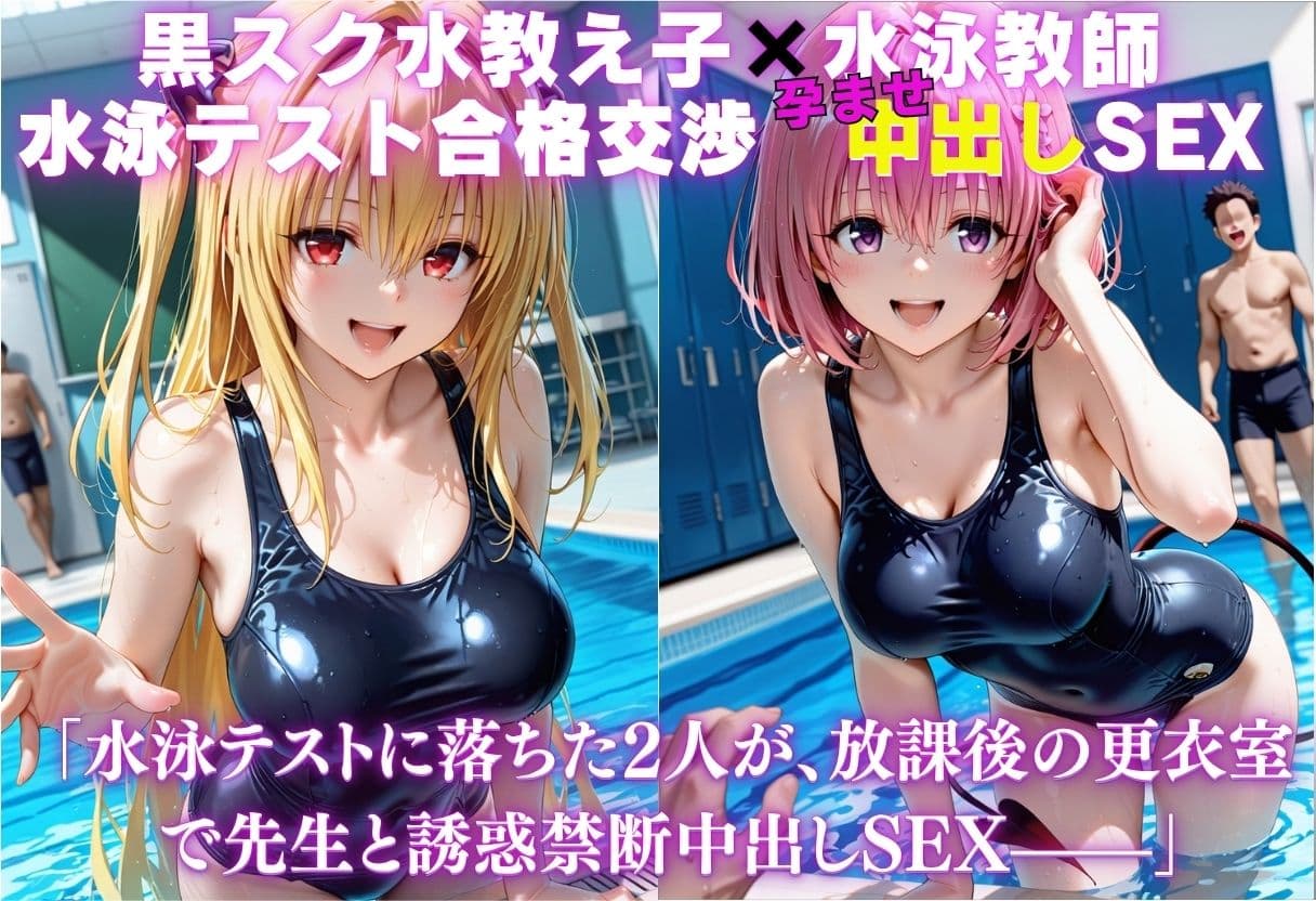 黒スク水教え子×水泳教師 合格交渉中出し孕ませSEX2 サンプル1