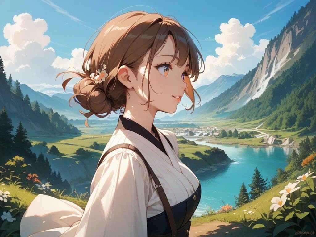 大自然を満喫する美女と水着の女の子と女性自衛官と女性宇宙飛行士 サンプル1