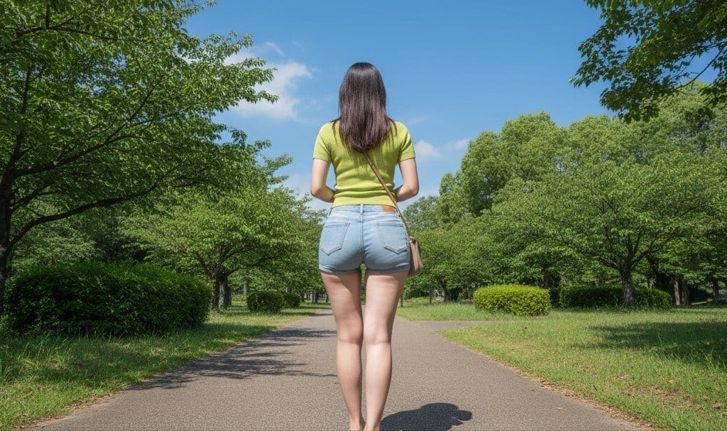【着衣お尻/太もも】ショートパンツ美女たちの後ろ姿歩行特写〜デニムの食い込みとプリケツをじっくり鑑賞〜 サンプル2
