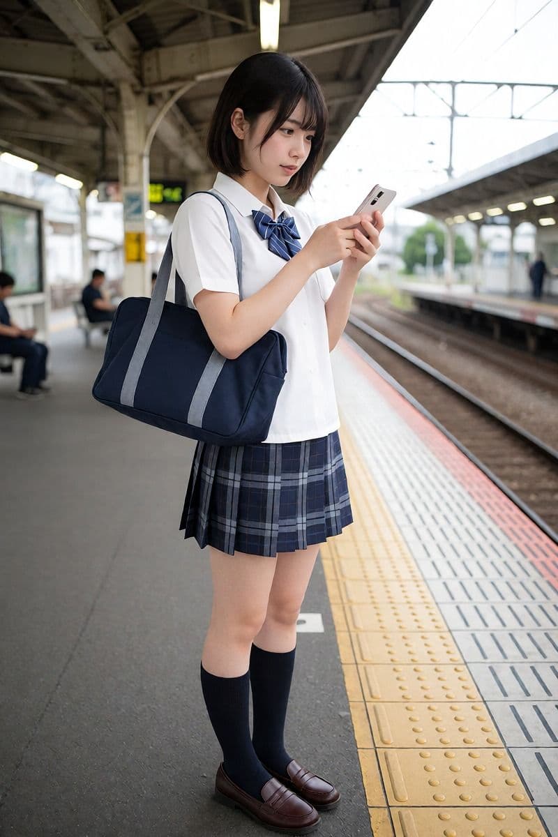 駅の女子校生01【実写系AI画像】 サンプル5