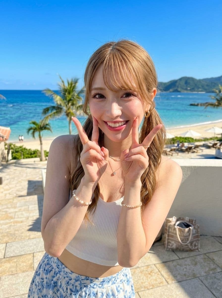 明るく人懐っこい159センチ彼女の「ねお」青い海と白い砂浜、そして二人きりの夜の秘密のシーン  無邪気な笑顔の裏側 サンプル1