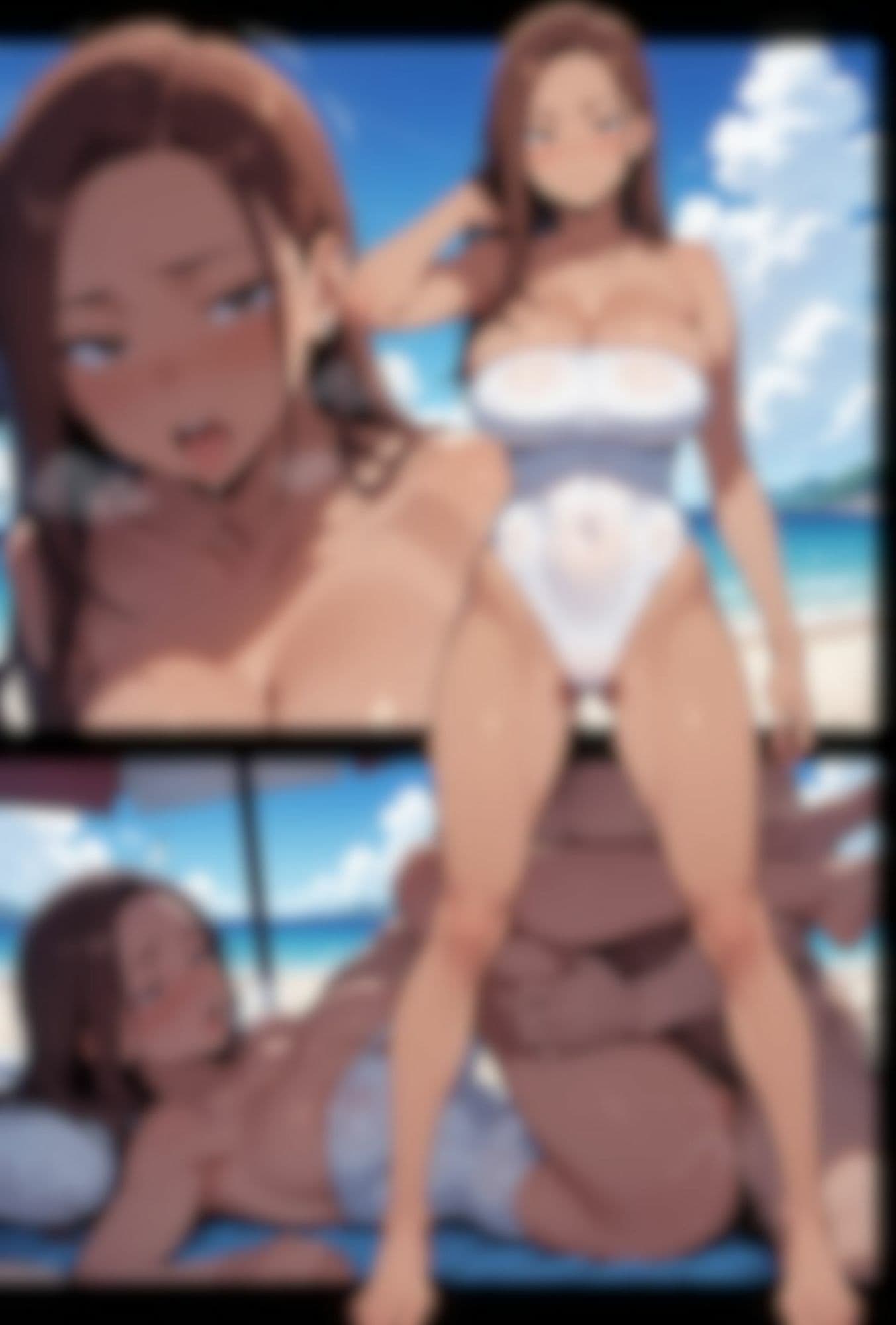 爆乳、黒ギャルとビーチで水着でエッチ（高画質） サンプル4