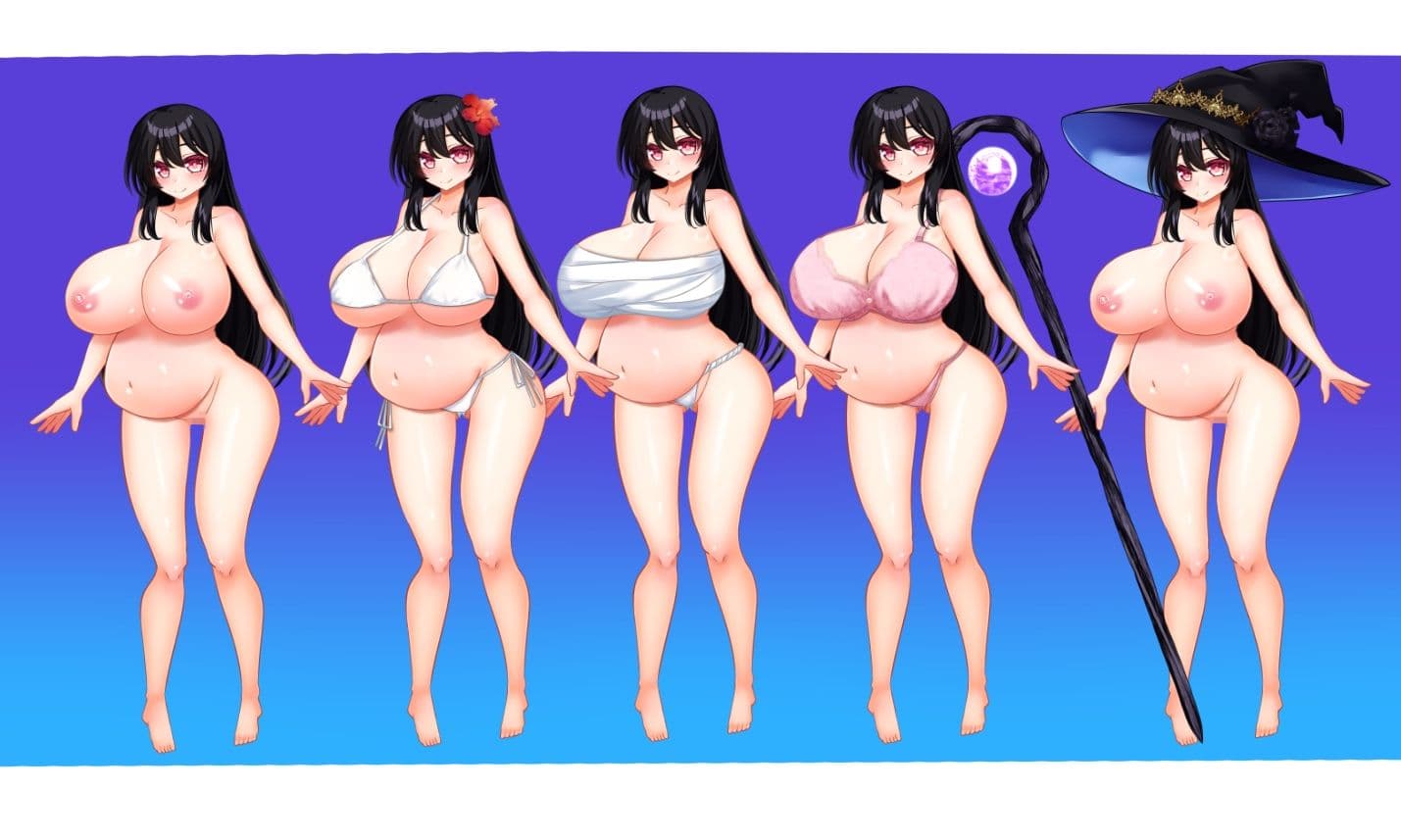 立ち絵素材 黒髪の女の子（ボテ腹） サンプル2