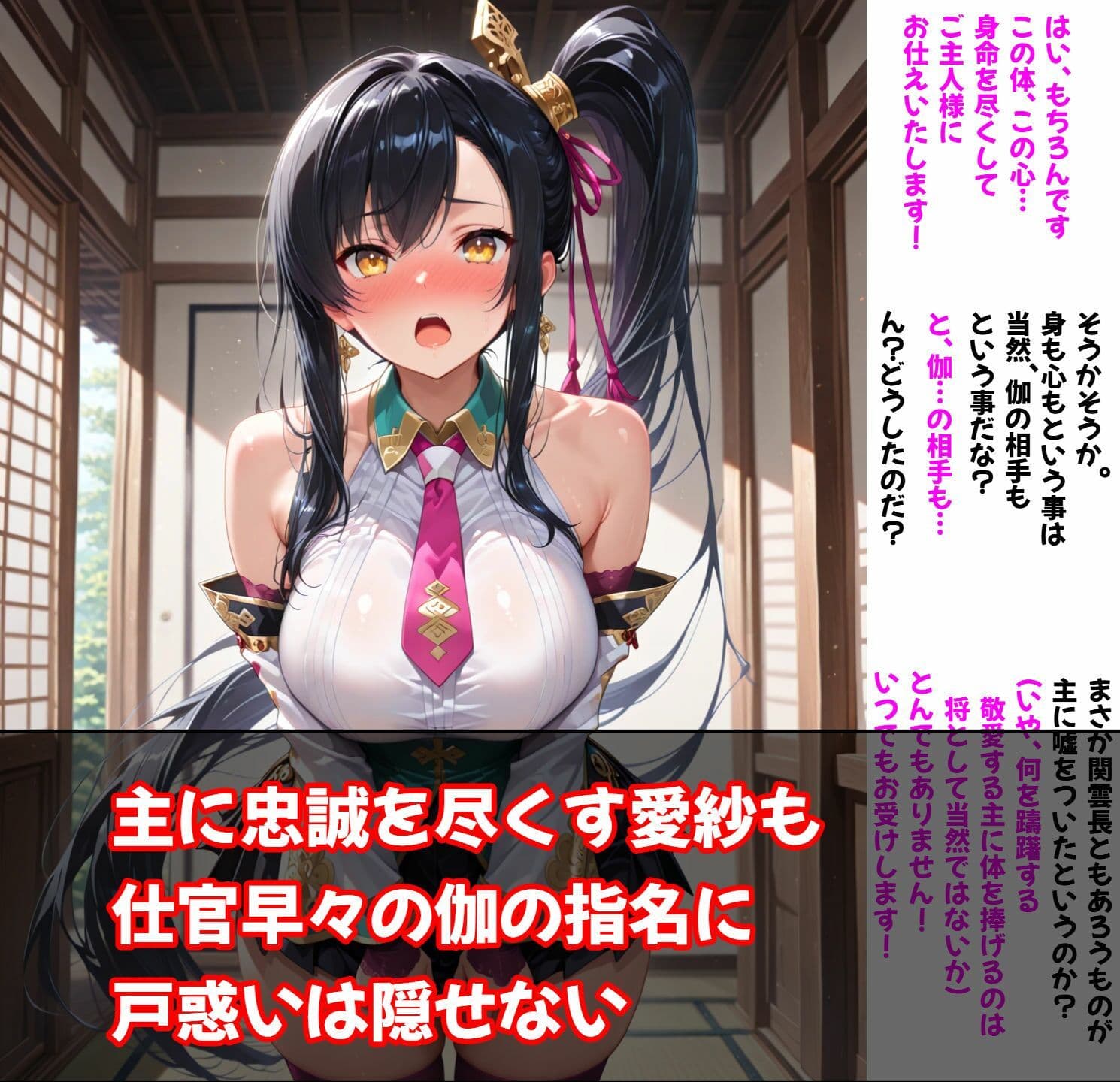 （セリフ付）恋姫無双 愛紗 新しいご主人様とイチャラブSEX サンプル3