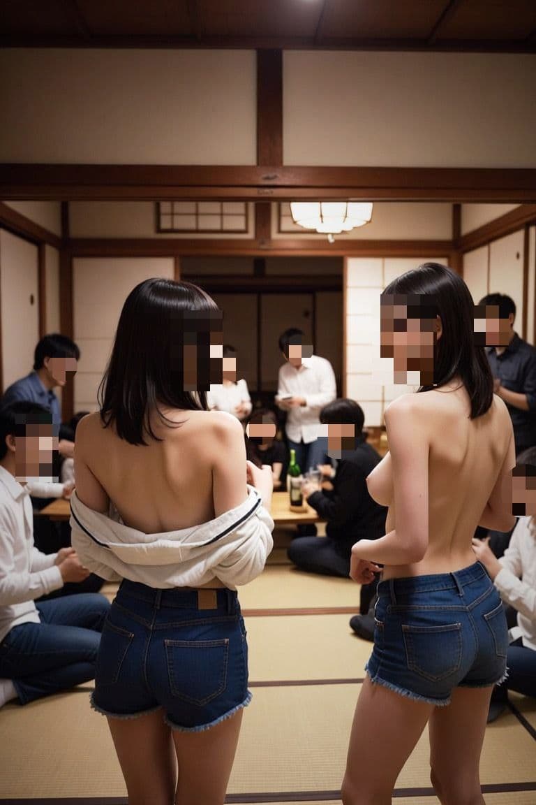 エロい宴会ゲーム開幕 巨乳美少女が次々に服を脱ぎ捨てる サンプル2