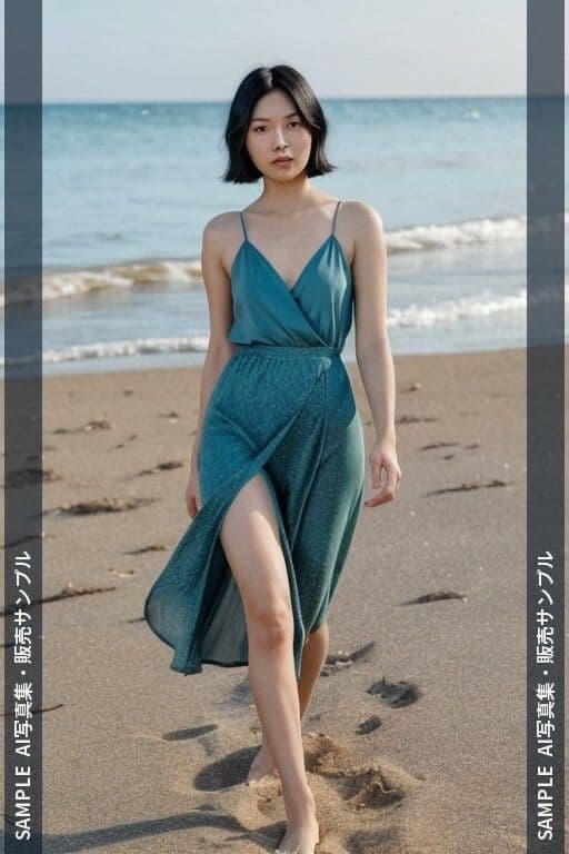 AI写真集 ショートヘアの彼女たちと過ごす海辺の休日 ベッドルーム・バスルーム・海・プール編 サンプル2