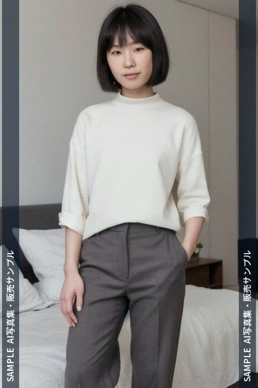 AI写真集 ショートヘアの彼女たちと過ごす海辺の休日 ベッドルーム・バスルーム・海・プール編 サンプル6