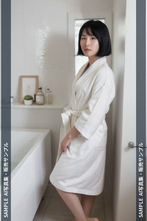 AI写真集 ショートヘアの彼女たちと過ごす海辺の休日 ベッドルーム・バスルーム・海・プール編 サンプル8