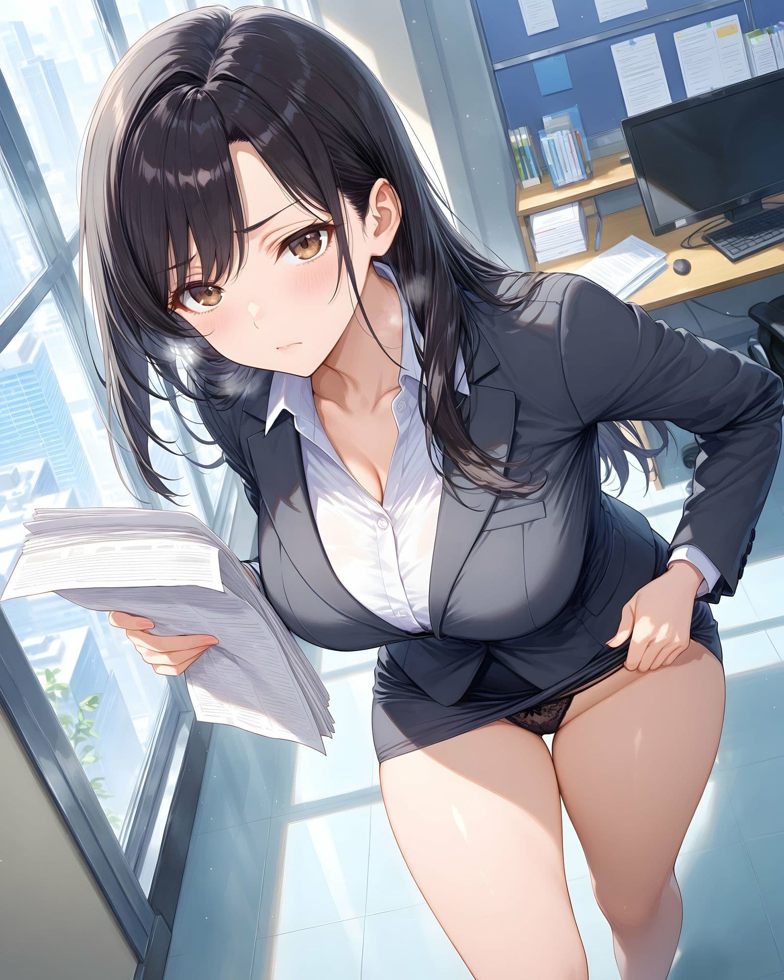 超ミニスカOL 番外編〜パンツ丸見え部下OL達のパンチラ観察したり、見抜きしたり、射精のお手伝いしてもらうイラスト集〜 サンプル4