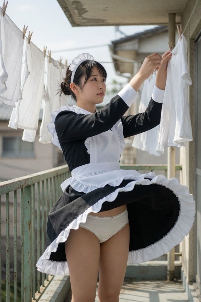 メイドさんの下着丸見えハプニング画像集 サンプル3