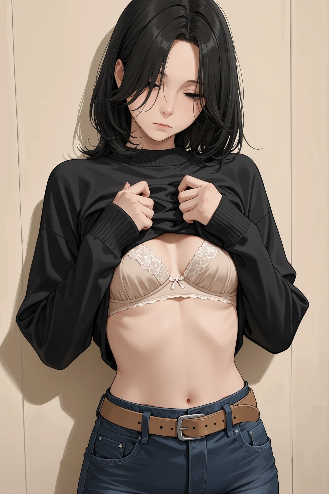 【AIイラスト集】クール系人妻メイド美香の日常〜言いなりファッションショー〜 サンプル2