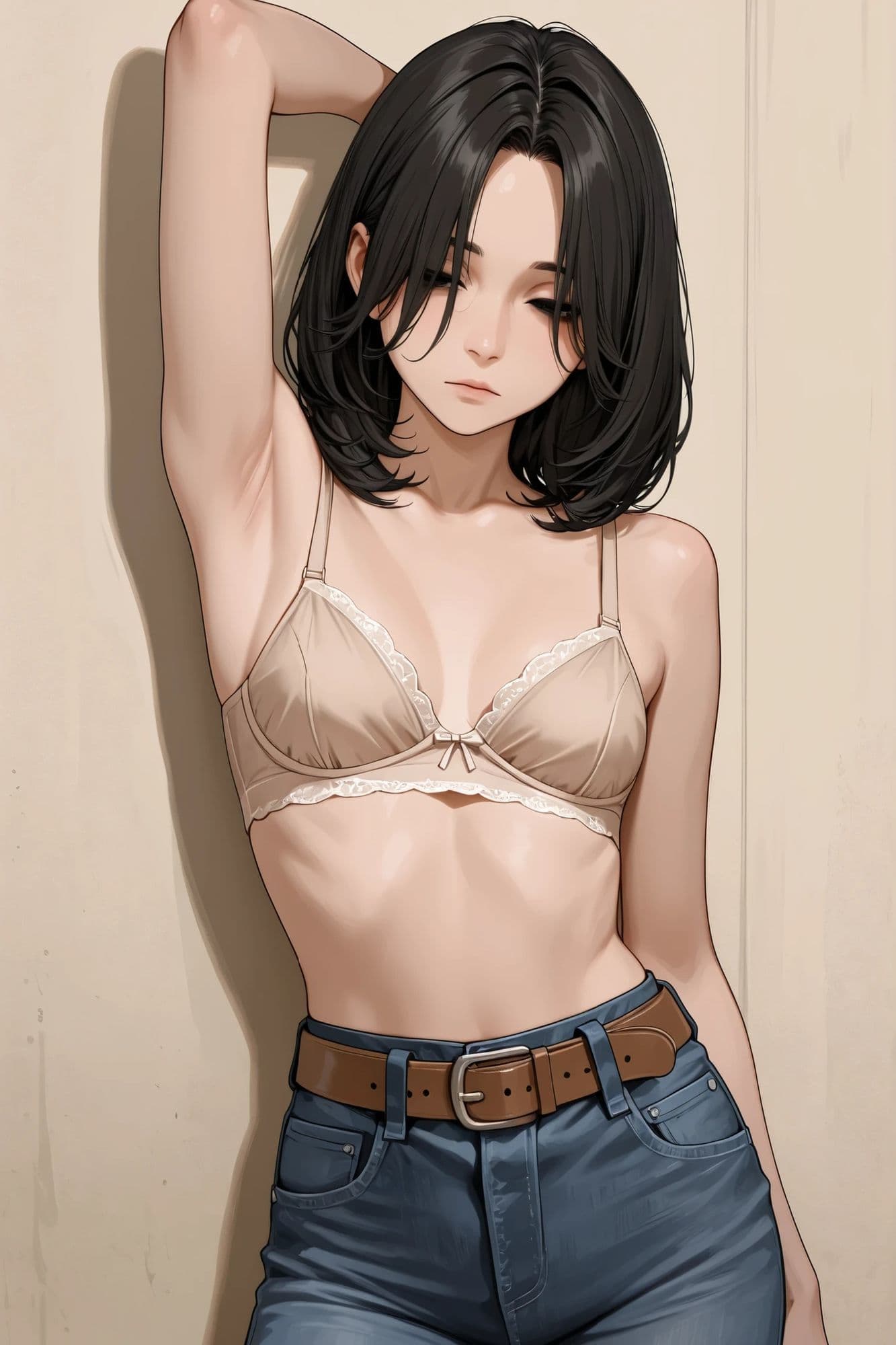 【AIイラスト集】クール系人妻メイド美香の日常〜言いなりファッションショー〜 サンプル3