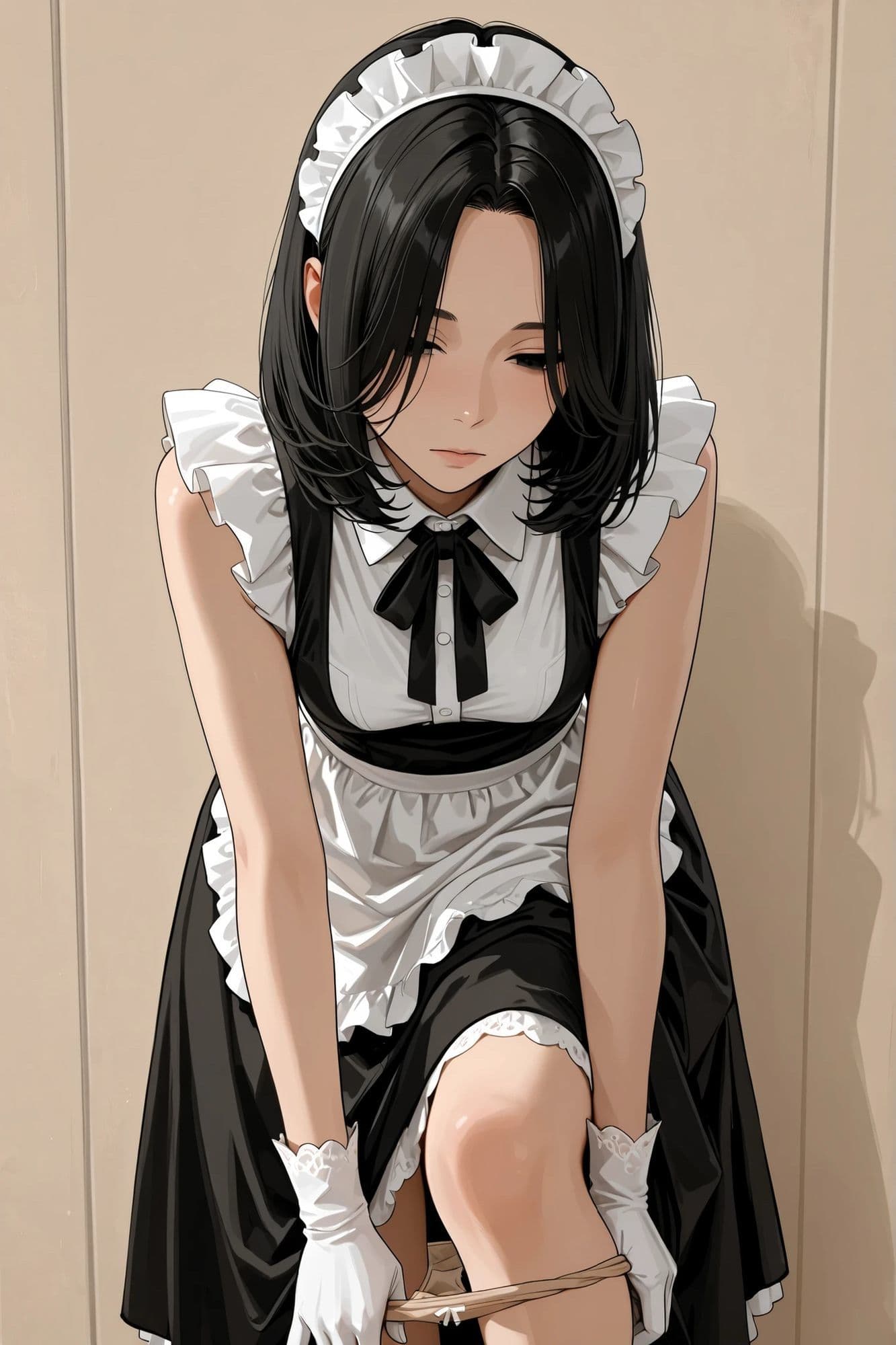 【AIイラスト集】クール系人妻メイド美香の日常〜言いなりファッションショー〜 サンプル4