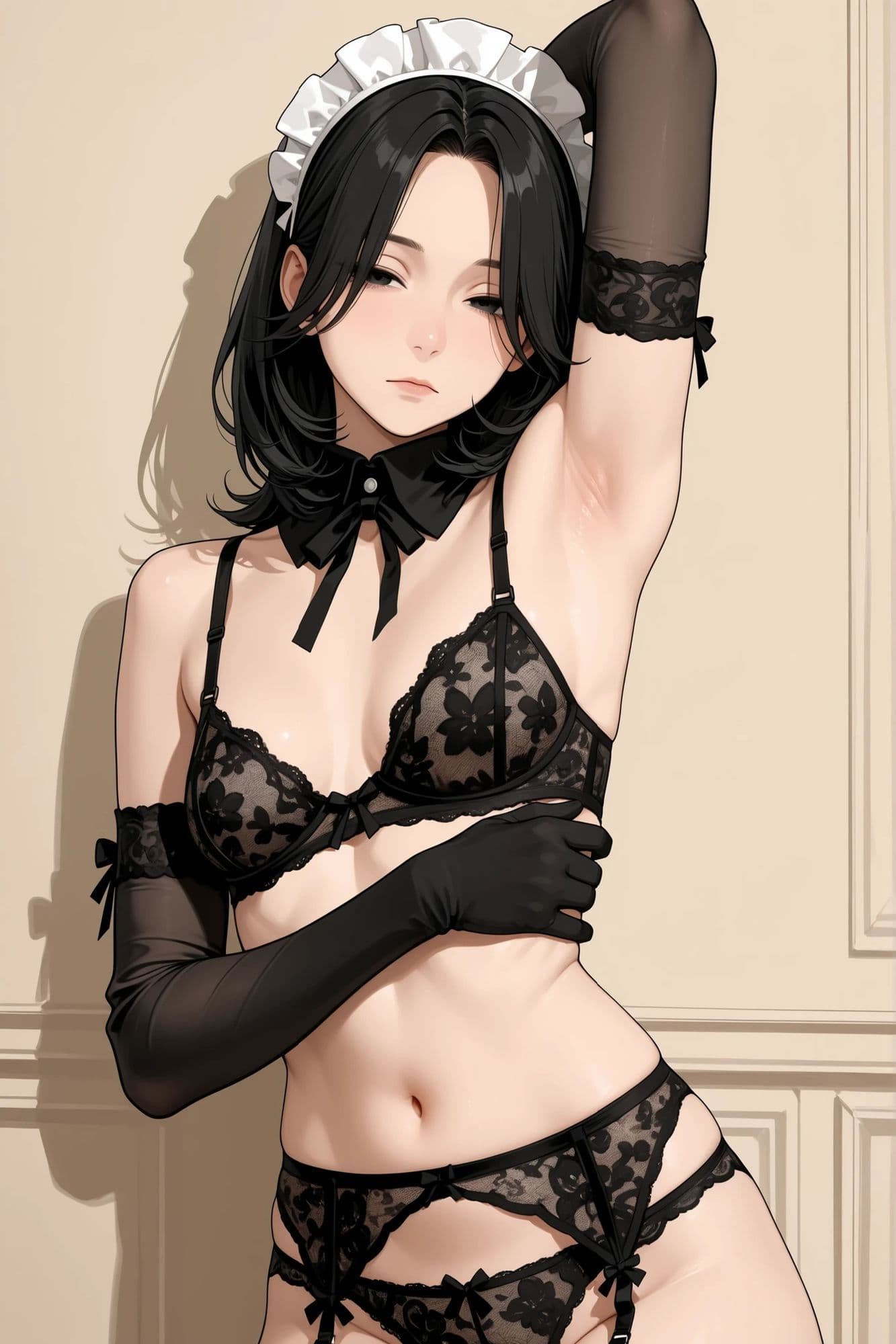【AIイラスト集】クール系人妻メイド美香の日常〜言いなりファッションショー〜 サンプル6