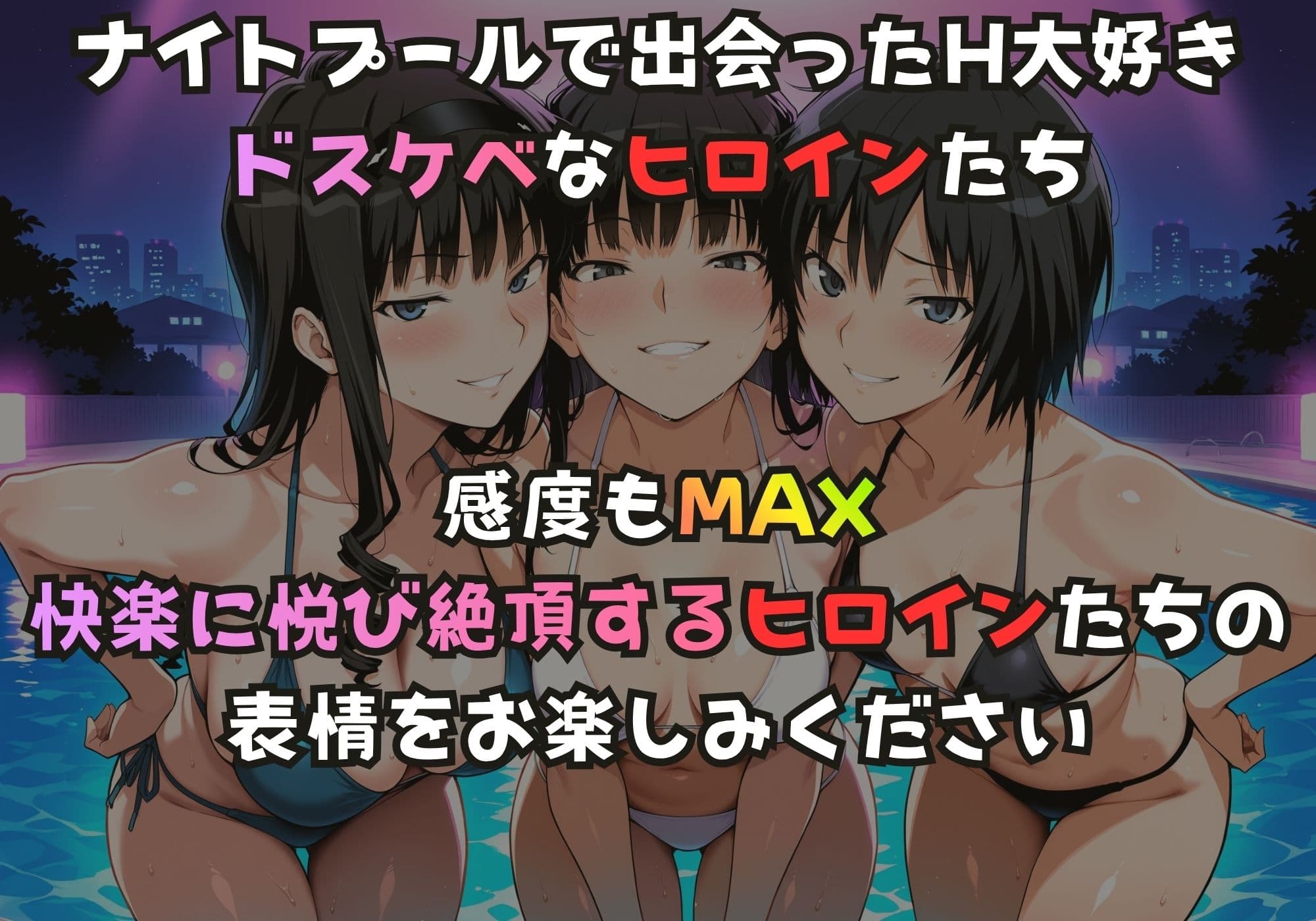 ナイトプールでガンギマるドスケベヒロイン 森島〇るか＆絢〇詞＆七〇逢 サンプル1