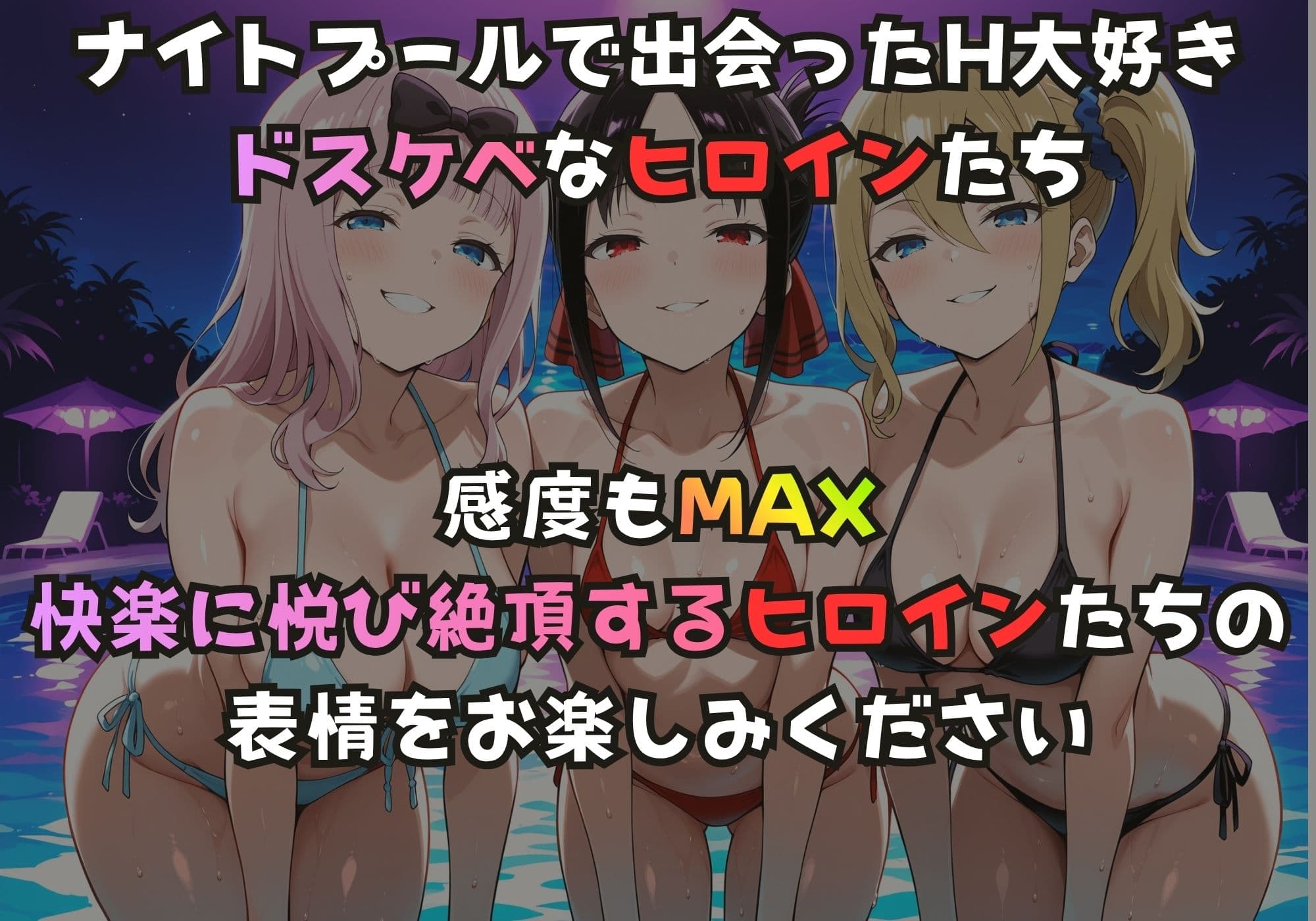 ナイトプールでガンギマるドスケベヒロイン 藤原〇花＆四宮か〇や＆早〇愛 サンプル1