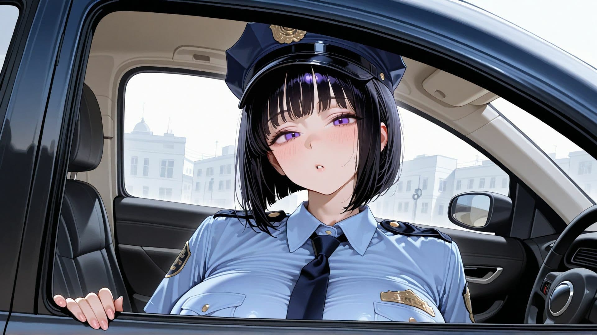 【4K】巨乳女警官の部下と濃厚中出しカーセックス サンプル1